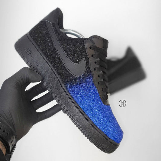 Customized sneakers-Air Force 1 Midnight Blue (Glitter)
