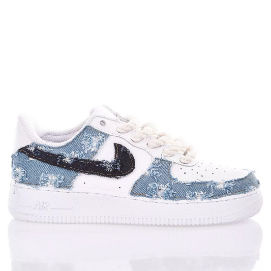 Customized sneakers-Air Force 1 Indigo Drilled